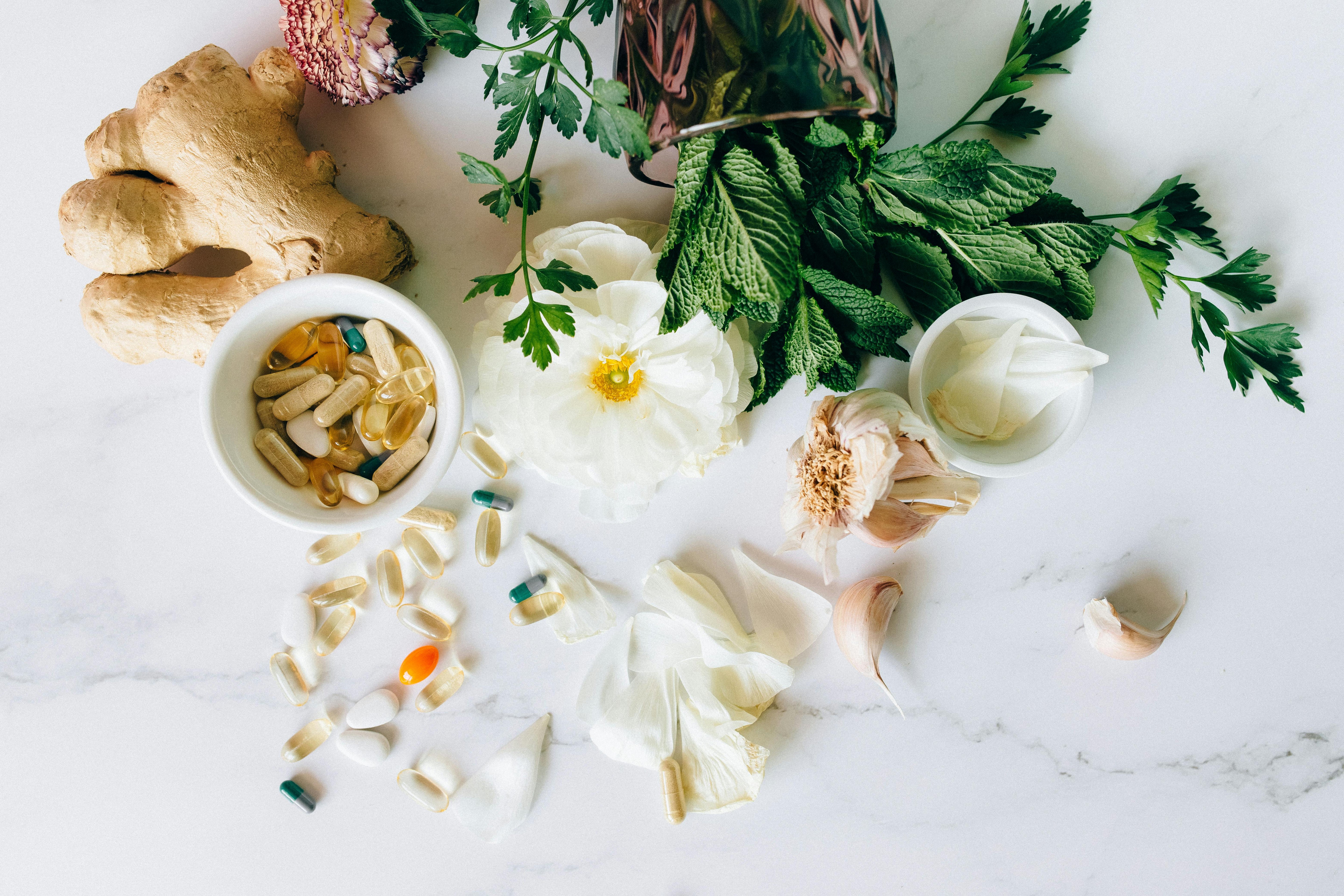 inositol supplement with flowers implying fertility